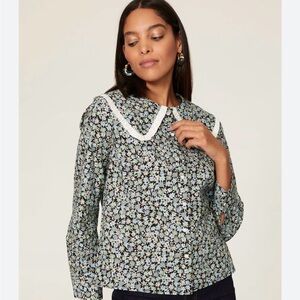 Maje floral blouse with Peter Pan collar